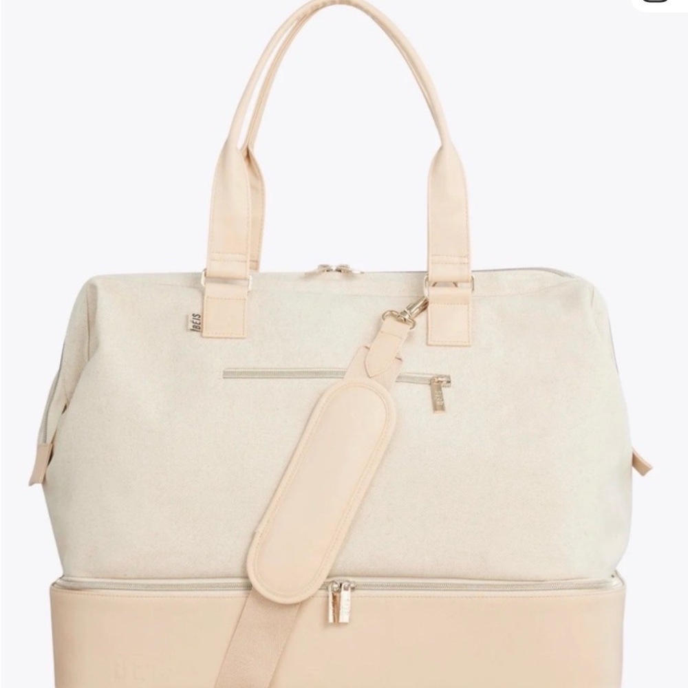 BEIS Cream and Light Tan Travel Weekender Bag
